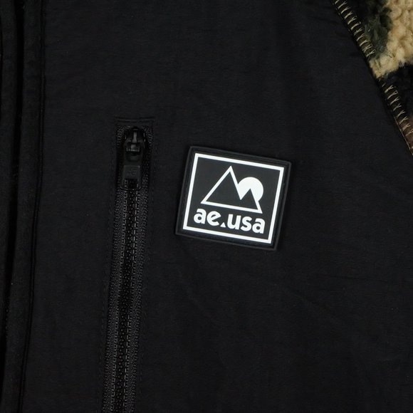 American Eagle Bomber jacket Womens Small Green Camo Full Zip Streetwear Fleece - Picture 3 of 11